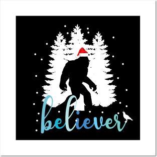 Believer Bigfoot Santa Claus Bigfoot Sasquatch Christmas Gift Posters and Art
